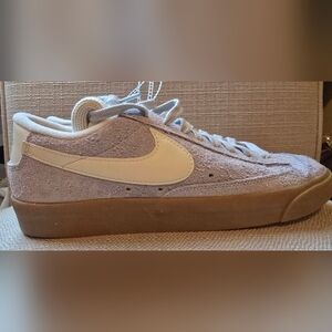 Nike Suede Sneakers In Gray/Purple Color with Cream Swoosh